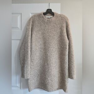 ​English Factory Oversized Bouclé Wool Blend Sweater Dress - Tan/Oatmeal - S